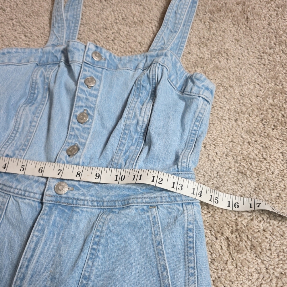 Madewell Denim Stitched Strap Jumpsuit Size 0 Light Wash - Picture 12 of 12